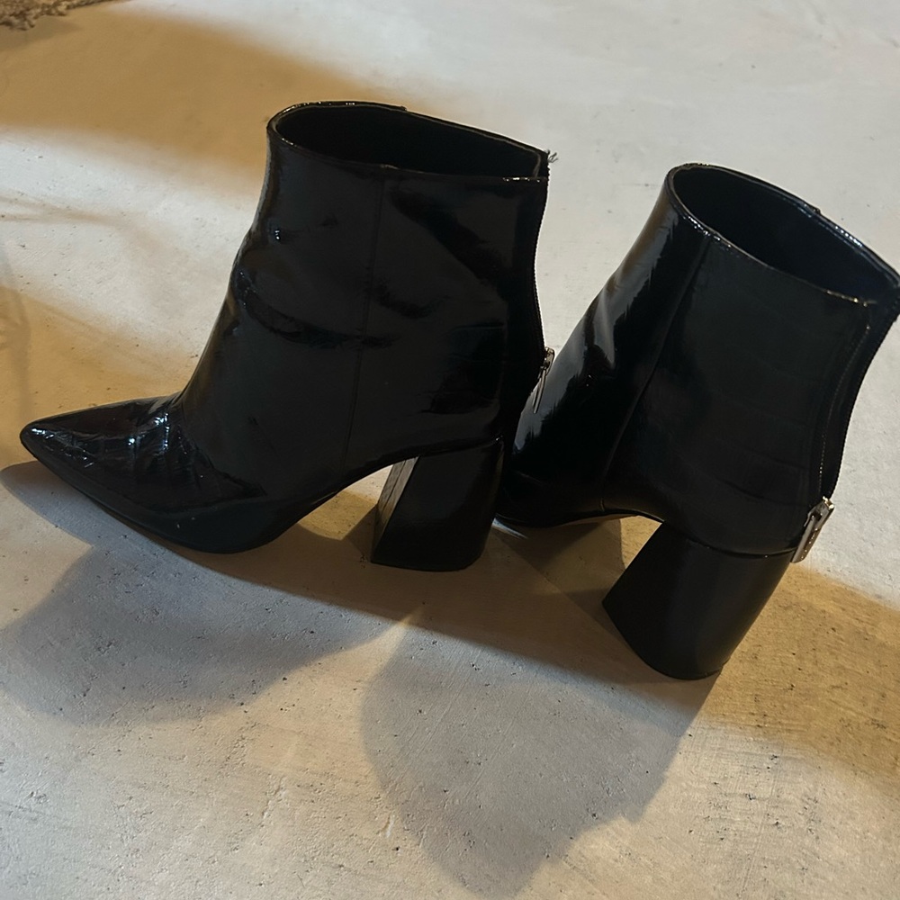 Vince Camuto Patent Leather Black Ankle Boots
